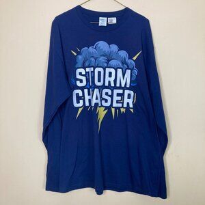 Storm Chaser Navy Long Sleeve T-Shirt 2XL Port & Company 100% Cotton Unisex